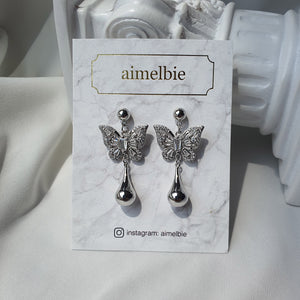 Metal Drop Butterfly Earrings