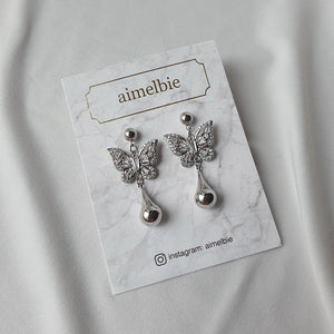 Metal Drop Butterfly Earrings