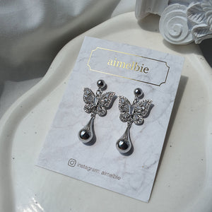 Metal Drop Butterfly Earrings