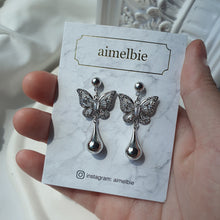 Load image into Gallery viewer, Metal Drop Butterfly Earrings