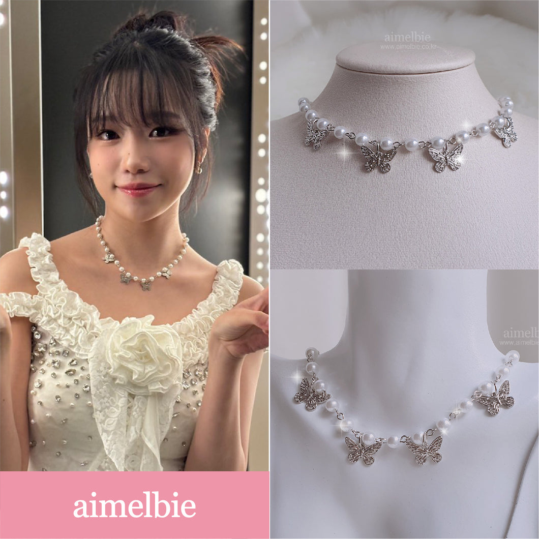 [Redvelet Joy, Jo Yu-ri Necklace] Butterfly Waltz Choker Necklace - Silver Color