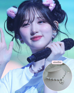 [IVE Gaeul, Choi Yena Necklace] Baby Angel Pearl Choker - Silver ver.