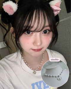 [IVE Gaeul, Choi Yena Necklace] Baby Angel Pearl Choker - Silver ver.