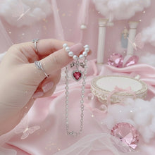 Load image into Gallery viewer, [Jenny Park Necklace] Rosepink Heart and Bow Pearl Choker Necklace