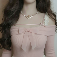 Load image into Gallery viewer, Baroque Angel Pearl Choker Necklace - Gold