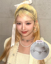 Load image into Gallery viewer, [IVE Rei, Actress Jieun Kim Necklace] Three Ribbons Pearl Choker Necklace - Silver ver.