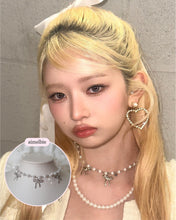 Load image into Gallery viewer, [IVE Rei, Actress Jieun Kim Necklace] Three Ribbons Pearl Choker Necklace - Silver ver.