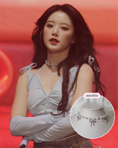 [IVE Rei, Actress Jieun Kim Necklace] Three Ribbons Pearl Choker Necklace - Silver ver.