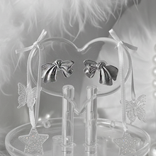 Load image into Gallery viewer, [Aespa NingNing Earrings] Jane Ribbon Earrings - Silver Color