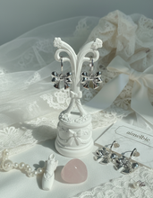 Load image into Gallery viewer, [Hearts2Hearts Ana Earrings] Adorable Ribbon Huggies Earrings - Silver