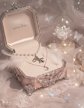 Load image into Gallery viewer, [BABYMONSTER Ahyeon, Luka Necklace] Princess Bow and Moon Layered Necklace - Silver Color