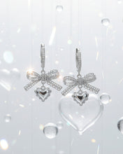 Load image into Gallery viewer, [Hearts2Hearts Yuha Earrings] Coquette Laced Ribbon and Heart Huggies earrings