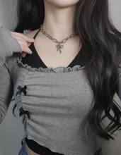 Load image into Gallery viewer, [Lee Youngji Necklace] Ballet Ribbon Stainless Steel Chain Choker Necklace