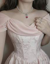 Load image into Gallery viewer, [Jenny Park Necklace] Rosepink Heart and Bow Pearl Choker Necklace