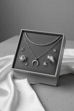 Load image into Gallery viewer, [Aespa NingNing Necklace] Upside Down Crescent Moon Rhinestone Chain Choker Layered Necklace - Silver