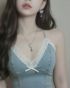 Metal Drop Butterfly Earrings