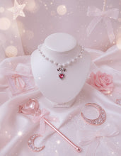 Load image into Gallery viewer, [Jenny Park Necklace] Rosepink Heart and Bow Pearl Choker Necklace