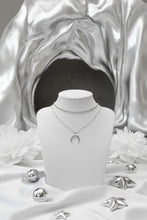 Load image into Gallery viewer, [Aespa NingNing Necklace] Upside Down Crescent Moon Rhinestone Chain Choker Layered Necklace - Silver