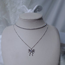 Load image into Gallery viewer, Melting Ribbon Rhinestone Chain Choker Layered Necklace