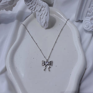 Melting Ribbon Rhinestone Chain Choker Layered Necklace