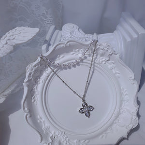 [NMIXX Jiwoo Necklace] Luna Blossom Layered Necklace - Silver color