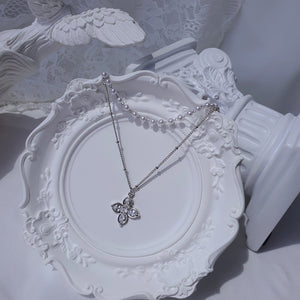 [NMIXX Jiwoo Necklace] Luna Blossom Layered Necklace - Silver color