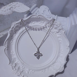 [NMIXX Jiwoo Necklace] Luna Blossom Layered Necklace - Silver color
