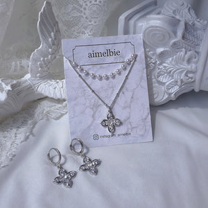 [NMIXX Jiwoo Necklace] Luna Blossom Layered Necklace - Silver color