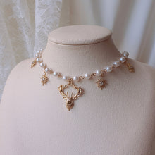 Load image into Gallery viewer, Dear and Star Pearl Necklace - Gold Color