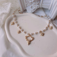 Load image into Gallery viewer, Dear and Star Pearl Necklace - Gold Color
