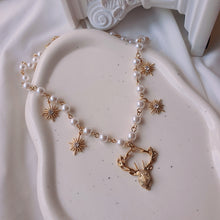 Load image into Gallery viewer, Dear and Star Pearl Necklace - Gold Color