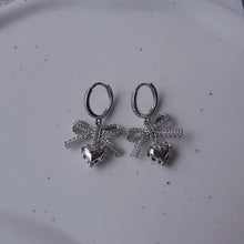 Load image into Gallery viewer, [Hearts2Hearts Yuha Earrings] Coquette Laced Ribbon and Heart Huggies earrings
