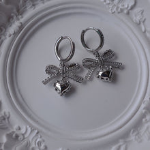 Load image into Gallery viewer, [Hearts2Hearts Yuha Earrings] Coquette Laced Ribbon and Heart Huggies earrings