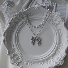 Load image into Gallery viewer, [IVE Liz Necklace/Anti-tarnish] Sparkling Ribbon Layered Necklace - Silver Color
