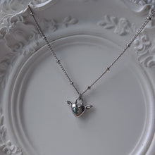 Load image into Gallery viewer, [Jo Yu-ri, CHUU Necklace] Angelic Heart Lock Layered Necklace - Silver Color