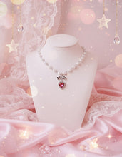 Load image into Gallery viewer, [Jenny Park Necklace] Rosepink Heart and Bow Pearl Choker Necklace