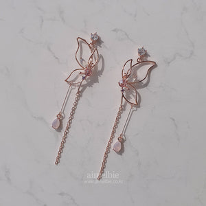 Dream of Butterfly Elf Earrings - Pink