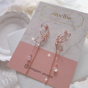 Dream of Butterfly Elf Earrings - Pink