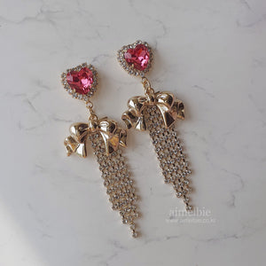 Party Ribbon Princess Earrings - Rosepink (CSR Sihyeon Earrings)