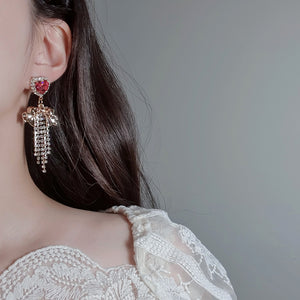 Party Ribbon Princess Earrings - Rosepink (CSR Sihyeon Earrings)