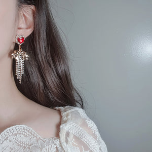 Party Ribbon Princess Earrings - Red