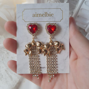 Party Ribbon Princess Earrings - Red