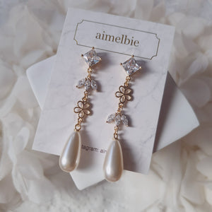 Diamond Floral Princess Earrings - Gold ver. (Ailee Earrings)