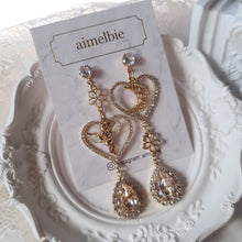Load image into Gallery viewer, Moon and Baby Angel Earrings - Champagne Pink