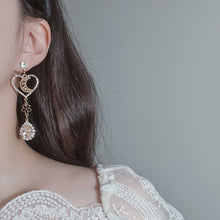 Load image into Gallery viewer, Moon and Baby Angel Earrings - Champagne Pink