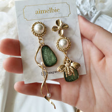 Load image into Gallery viewer, The Bee and the Fresh Green Garden Earrings