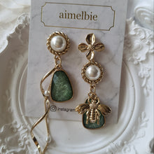 Load image into Gallery viewer, The Bee and the Fresh Green Garden Earrings