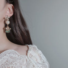 Load image into Gallery viewer, The Bee and the Fresh Green Garden Earrings