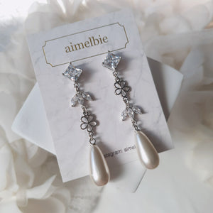 Diamond Floral Princess Earrings - Silver ver. (Jessica Earrings)