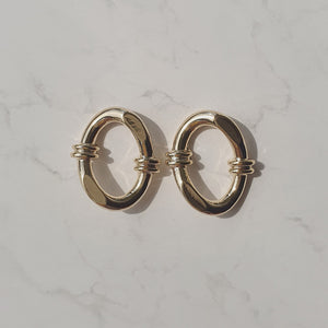 Knotted Oval Ring Earrings - Gold